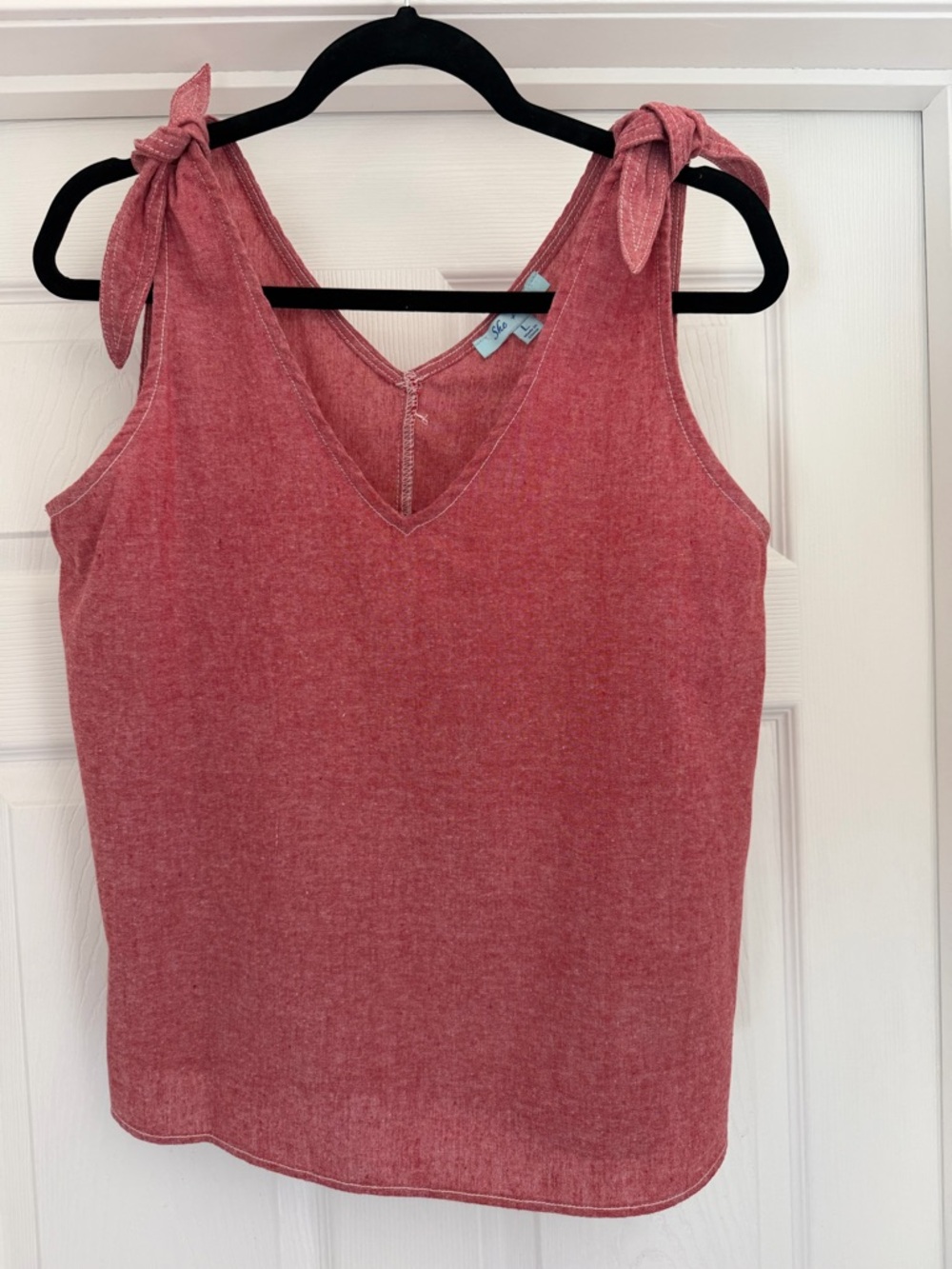 She + Sky Dusty Rose Tie-Shoulder V-Neck Tank